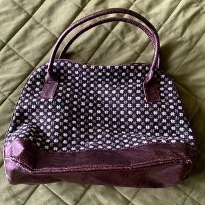 Purple knit and metallic purse bowling bag